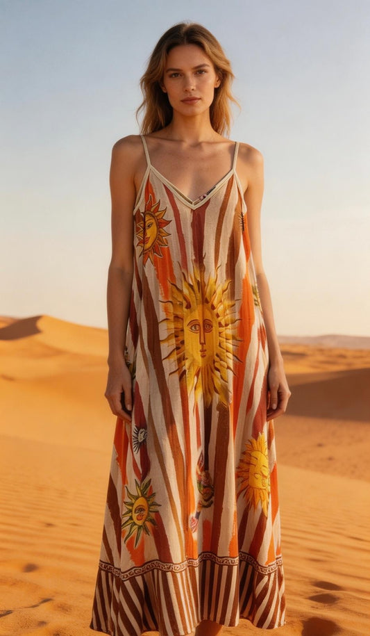 Robe Longue Imprimée Soleil