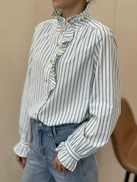 Blouse rayée boutons dorés
