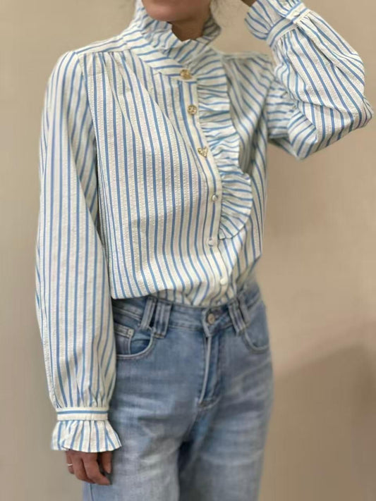 Blouse rayée boutons dorés